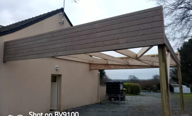 Création d'un préau à Langon, Nantes, BS Charpente Bois
