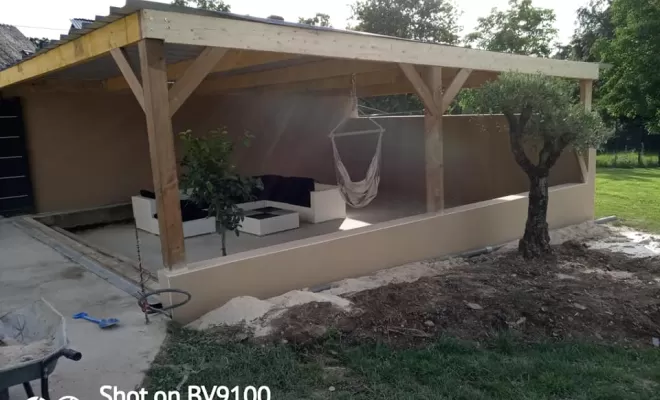 Création d'une terrasse couverte à Guémené-Penfao, Nantes, BS Charpente Bois