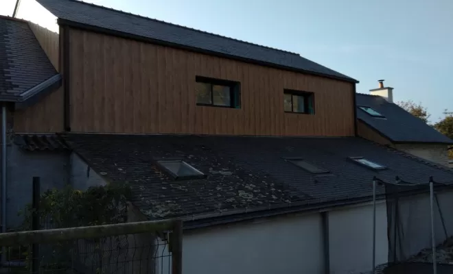 Pose d'un bardage à Guémené-Penfao, Nantes, BS Charpente Bois